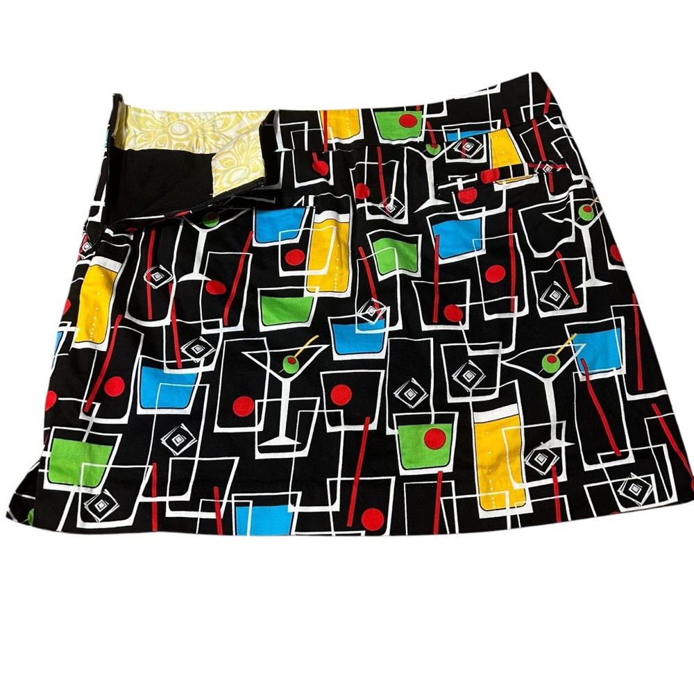 Loudmouth Ladies Skort Happy Hour Cocktails Golf Pickleball Tennis Black Multi 8 - Picture 8 of 15